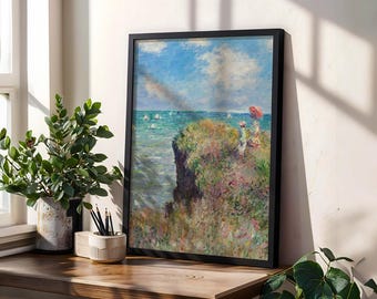 アンティークフランスロマン主義油絵、19世紀の風景画、署名入り
