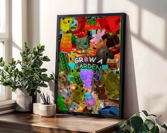 Roblox Grow a Garden ポスター | 居心地の良い農業ゲームのウォールアート | かわいいガーデンキャラクタープリント | 子供部屋の装飾 | Roblox ファンへのギフト