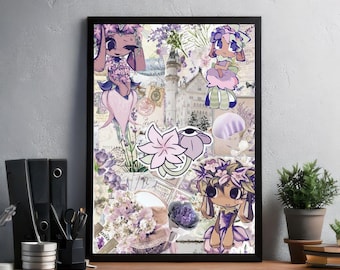 バッシーのポスター｜ダンディーズワールド ロブロックス ウォールアート｜かわいいピエロのキャラクタープリント｜ゲーマールームの装飾｜子供向けロブロックスファンギフトポスター