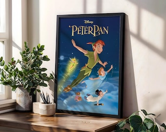 ピーターパンのポスター｜ネバーランドのおとぎ話のウォールアート｜ヴィンテージアドベンチャー映画のプリント｜子供部屋の装飾｜絵本ファンへのギフトポスター