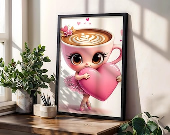 バレリーナ・カプチーナのポスター | イタリアン・ブレインロット・ウォールアート | かわいいバレエ猿のプリント | 面白いミームの部屋の装飾 | 話題のファンギフトポスター