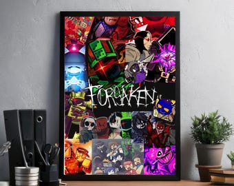 Forsaken Roblox ポスター | ホラーゲーム ウォールアート | 不気味なキャラクタープリント | ゲーマールームの装飾 | Forsaken ファンへのギフト | ダークな Roblox ウォールポスター