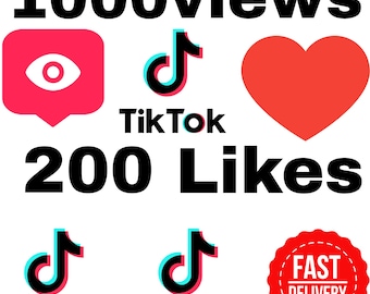 Servizio di crescita su TikTok / 1000 visualizzazioni reali e 200 like reali / Promozione sui social media / Consegna rapida