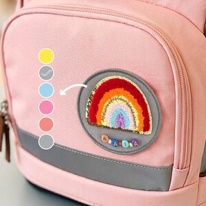 Personalisierter Klett-/Magnet-Patch "Regenbogen" | Schulranzen Patch mit Name | Ergobag Step by Step Beckmann | Einschulung Geschenk