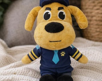 Handgemaakte sheriff labrador pluche - schattige politiehond knuffeldier - kindercadeau - zachte cartoon hondenpop - politiehond knuffel