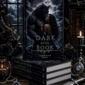 May include: A stack of three identical books titled A Dark Shifter Book with a cover illustration of a werewolf and a person. The books feature dark, moody imagery of a forest under a full moon, with text reading A Dark Shifter Book and A Dark Paranormal Romance.
