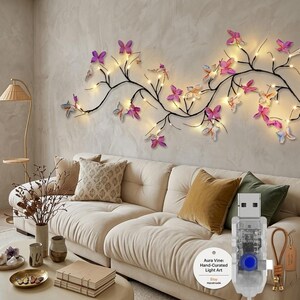 Luminárias de parede de LED em formato de borboleta, luzes de fada para decoração de quarto, luzes de cordão de borboletas brilhantes, decoração aconchegante para o quarto, presente.