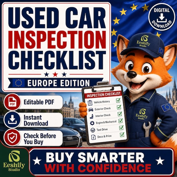 Europe Used Car Inspection Checklist Download | Editable PDF Pre-Purchase Vehicle Guide