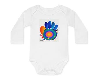 Burst Paw-babyromper | Rainbow Paw Art-shirt met lange mouwen