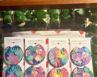 Aquatic Print Car Coasters