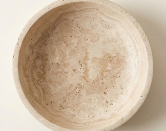 Handmade Turkish Travertine Bowl, Organic Modern Fruit Bowl, Wabi Sabi Decor