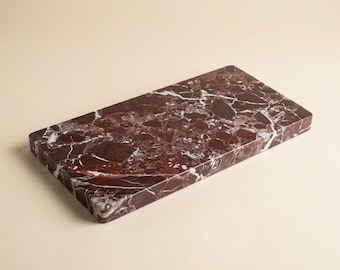 Handmade Burgundy Rosso Marble Serving Board, Natural Stone Charcuterie Platter