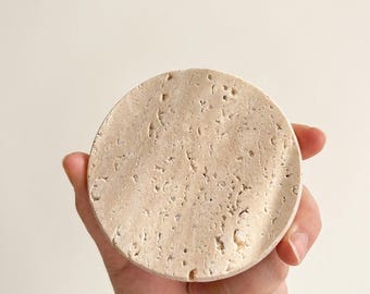 Handmade Turkish Travertine Coasters Set, Natural Stone Drink Protection, Wabi Sabi Table Decor