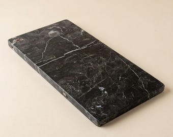 Handmade Black Marble Serving Board, Natural Stone Charcuterie Platter, Modern Kitchen Decor