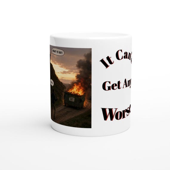 Funny Uphill Battle Coffee Mug - Motivational Ceramic Cup for Hard Work & Struggle