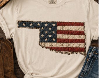 Quilted Oklahoma American Flag Tee