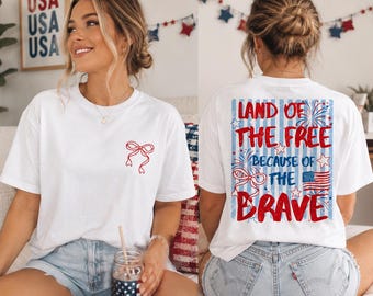 Land of the Free Because of the Brave | Patriotic Graphic Tee