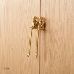 Modern Gold Figure Cabinet Handle, Artistic Drawer Pull, Sculptural Furniture Knob, Nordic Cabinet Hardware