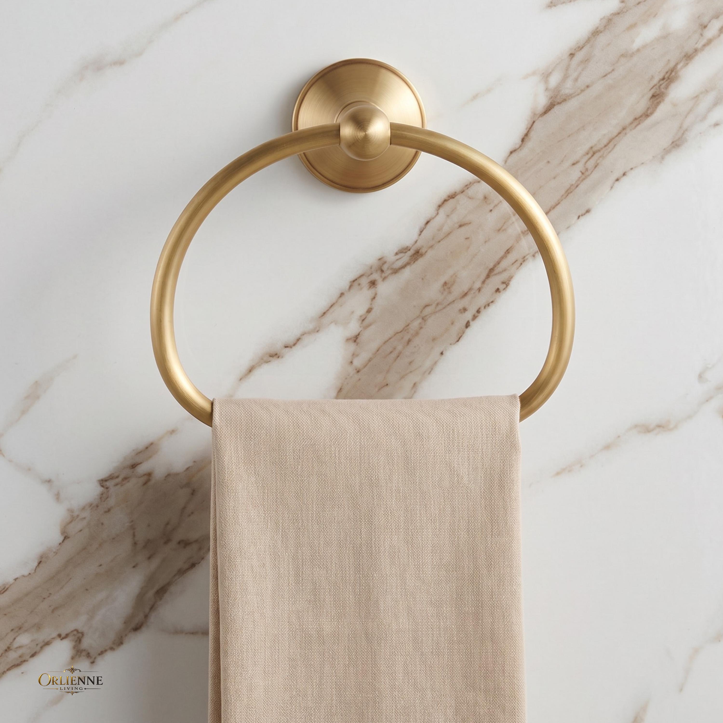 Antique Brass D-Shaped Towel Ring, Wall Mounted Hand Towel Holder