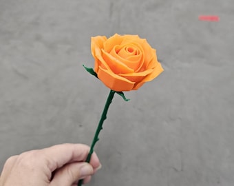 Blue Rose 3D Printed Flower, Forever Rose Gift, Artificial Rose, Romantic Gift for Her, Valentine's Day Gift, Desk Decor, Handmade Rose