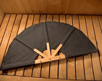 Ventilatore per sauna in legno di betulla fatto a mano – 90 cm / Ventilatore a vapore / Frusta da sauna tradizionale / Antracite