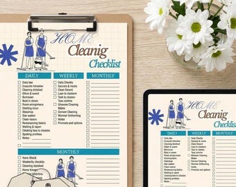 Reinigung Checklist Bundle Printable | Plan für die tägliche, wöchentliche und monatliche Reinigung | Haushaltstabelle PDF