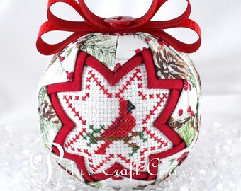 Christmas Cardinal Quilted Ornament