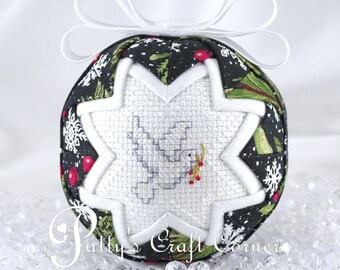 Christmas Dove Quilted Ornament - Peace on Earth - Quilted Keepsake