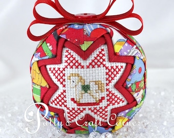 Babys First Christmas Ornament Quilted Ornament: Handmade Rocking Horse Design