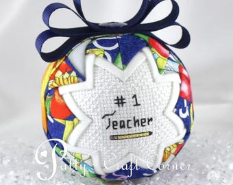 Handmade Quilted Teacher Ornament: Teacher Appreciate Gift