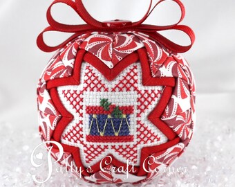 Quilted Christmas Ball Ornament: Handmade Drum Design