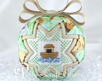 Baby's First Christmas Quilted Ornament: Handmade Noah's Ark Design