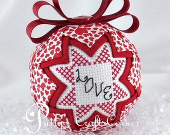 Valentine's Day Ornament - Quilted Ornament - Valentine Decoration