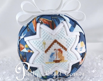 Quilted Nativity Christmas Keepsake Cross Stitch Ornament