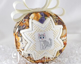 Quilted Cat Ornament: Handmade Kitten Ornament