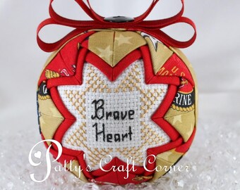 Military Christmas Quilted Always Faithful Cross Stitch Keepsake Ornament