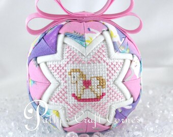 Baby's First Christmas Keepsake Cross Stitch Quilted Fabric Ornament