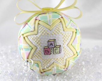 Baby's First Christmas Quilted Ornament - Newborn Christmas Ornament