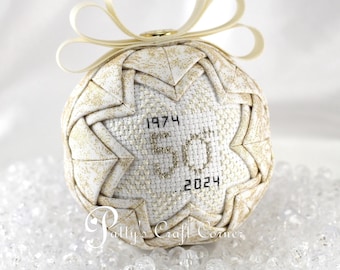 50th Anniversary Quilted Ornament - Golden Anniversary Ornament