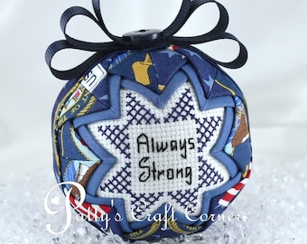 Military Christmas Ornament, Cross Stitch Sailor Quilted Keepsake