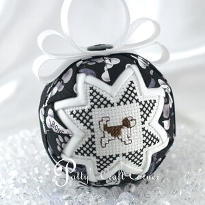 Quilted Ornament - Dog Ornament - Puppy Ornament - Brown & White Dog