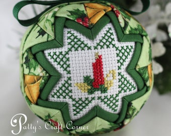 Quilted Christmas Ornament - Merry Christmas / Christmas Candle