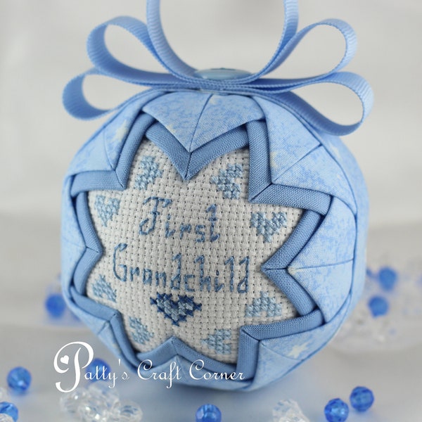 First Grandchild - Quilted Ornament - Grandson Ornament - Grandchild Ornament