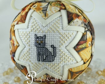 Cat Ornament - Quilted Ornament - Kitten Ornament