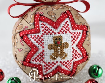 Quilted Ornament - Gingerbread Man Ornament  - Gingerbread Themed Ornament