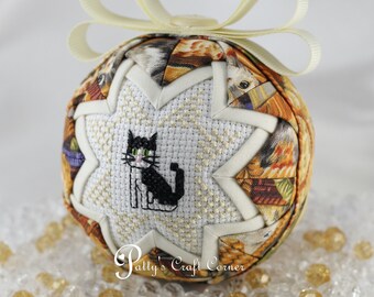 Cat Ornament - Quilted Ornament - Kitten Ornament