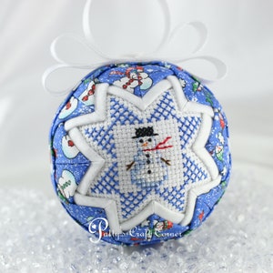 Snowman Ornament - Quilted Ornament - Winter Themed Ornament - Let It Snow / Snowman