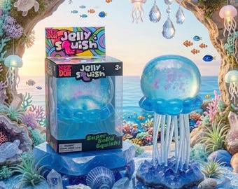 NeeDoh Jellyfish & Cube Fidget Toy, Sensory Squishy Stress Ball, Soft Squeeze Toy for Anxiety Relief, Kids Adult Gift