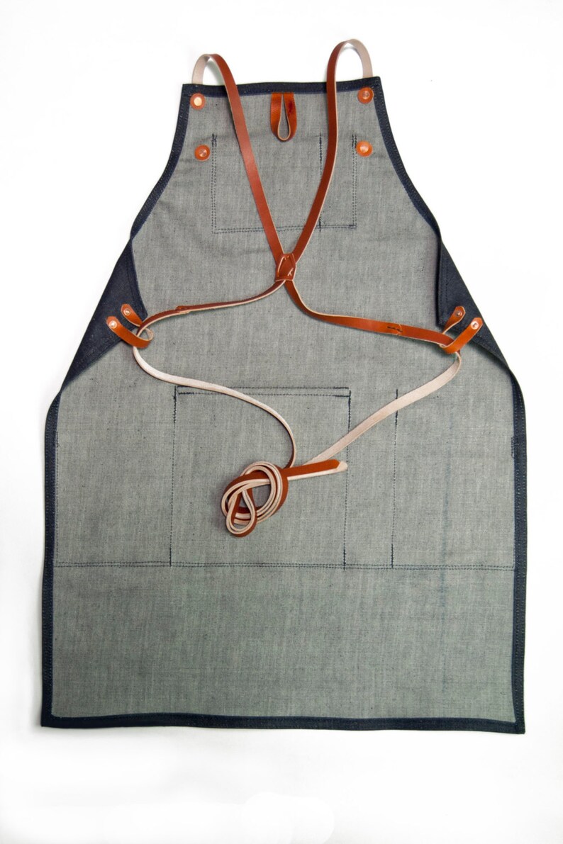 Shop Apron With Cross Back Strap Denim Raw Denim 14oz Etsy