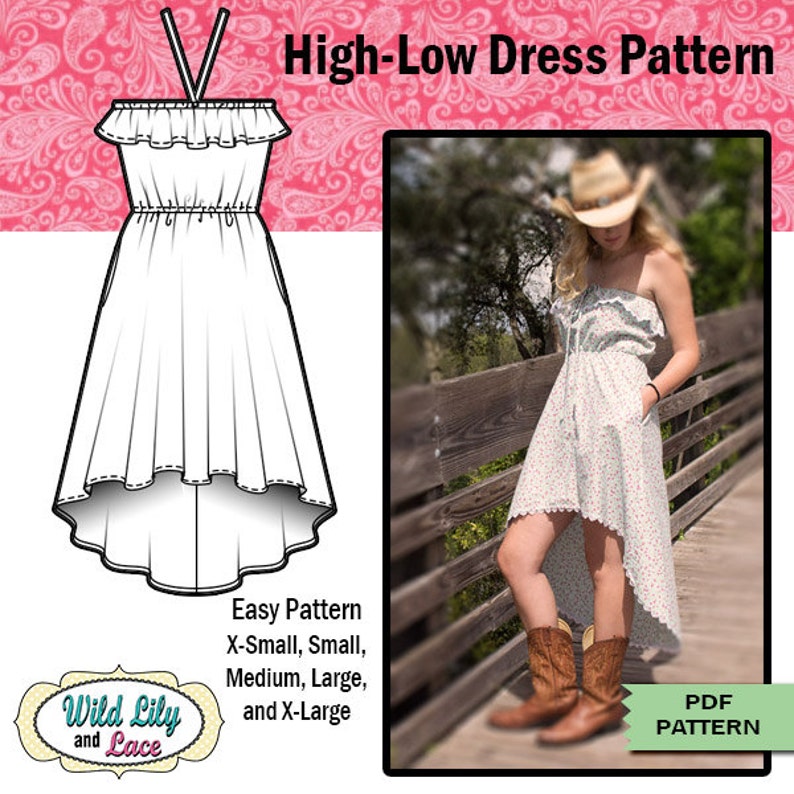 DRESS PATTERN Easy Sewing for Highlow Dress Etsy
